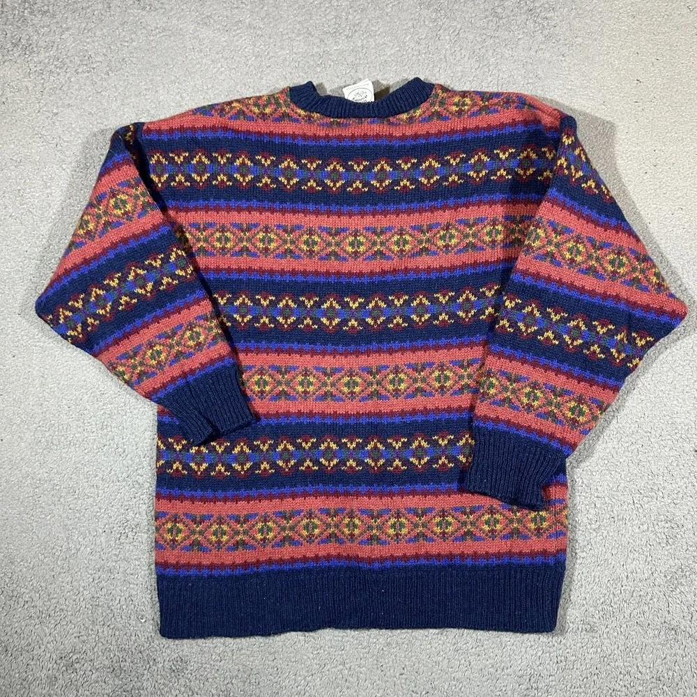 Vintage Laura Ashley Women's Embroidered 100% Wool Sweater Long Sleeve #3489